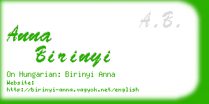 anna birinyi business card